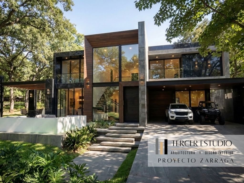 Proyecto Zárraga — diseño y construcción de residencia contemporánea de cristal, madera y piedra, arquitectura Tercer Estudio